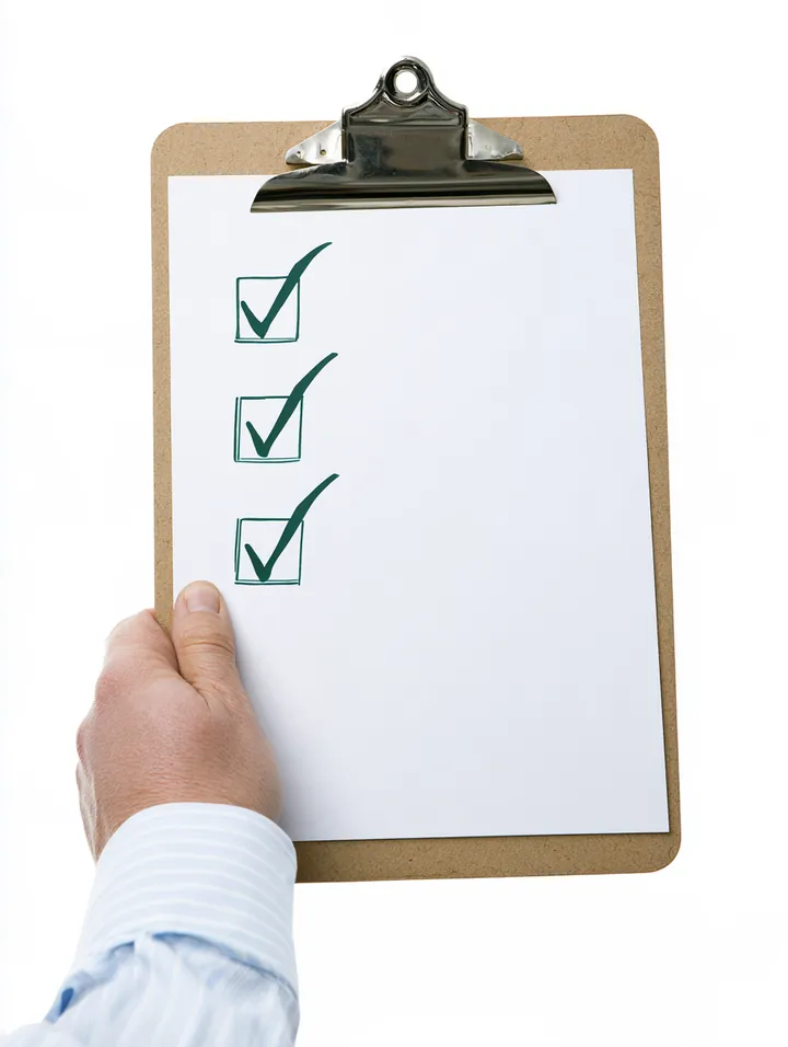 Clipboard checklist of documents prepared before a 1000 dollar loan request