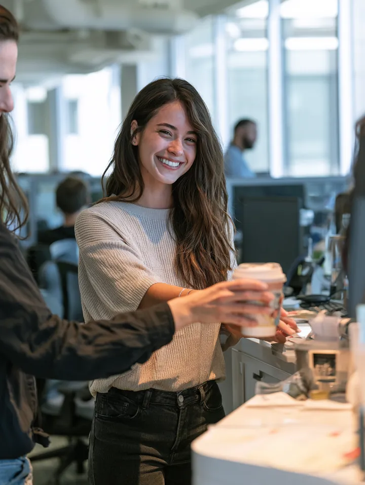 Morning coffee handed over — the sixty-second daily habit of checking loan numbers before deciding
