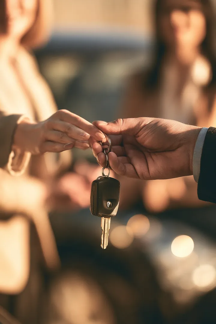Car keys changing hands in the used-vehicle purchase a $4,000 loan often bridges